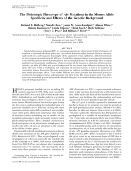 Allele Specificity and Effects of the Genetic Background