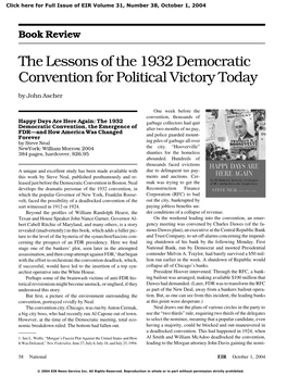 The Lessons of the 1932 Democratic Convention for Political Victory Today