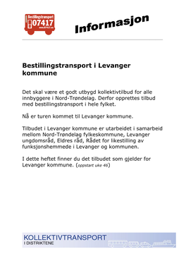 Bestillingstransport I Levanger Kommune