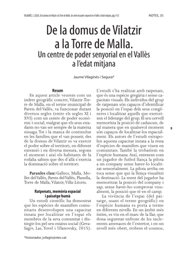 De La Domus De Vilatzir a La Torre De Malla. Un Centre De Poder Senyorial En El Vallès a L’Edat Mitjana, Pàg