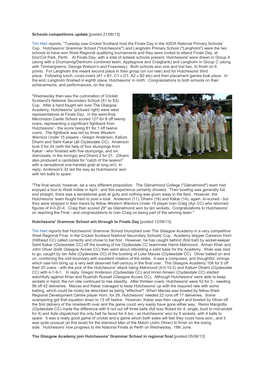 Schools Cricket News, 2013