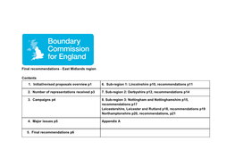 Final Recommendations - East Midlands Region