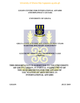 Ghana-Cote D'ivoire Relations in Post Itlos Maritime Boundary Judgement