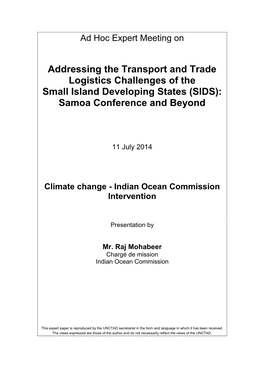 Climate Change - Indian Ocean Commission Intervention