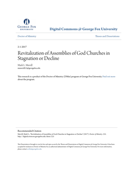 Revitalization of Assemblies of God Churches in Stagnation Or Decline Mark L