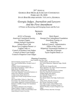 Georgia Judges, Journalists and Lawyers and the First Amendment a Primer on Recurring and Emerging Issues and the Law