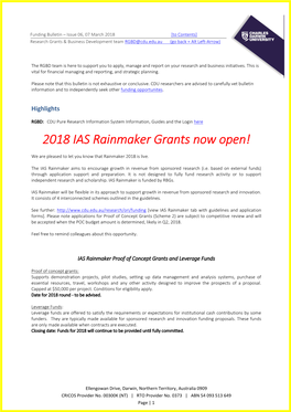 2018 IAS Rainmaker Grants Now Open!