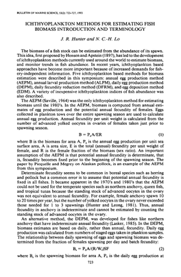 Ichthyoplankton Methods for Estimating Fish Biomass Introduction and Terminology