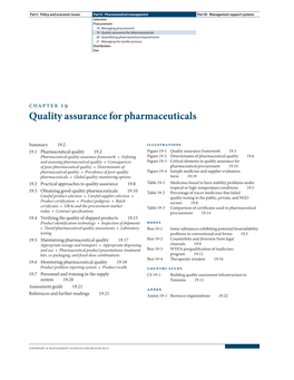 Quality Assurance for Pharmaceuticals 20 Quantifying Pharmaceutical Requirements 21 Managing the Tender Process Distribution Use