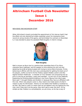 Altrincham Football Club Newsletter Issue 1 December 2016