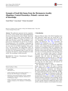 Synopsis of Fossil Fish Fauna from The