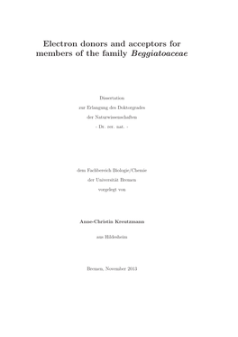 Electron Donors and Acceptors for Members of the Family Beggiatoaceae