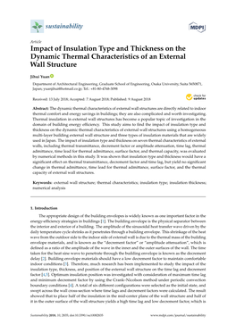 Impact of Insulation Type and Thickness on the Dynamic Thermal Characteristics of an External Wall Structure