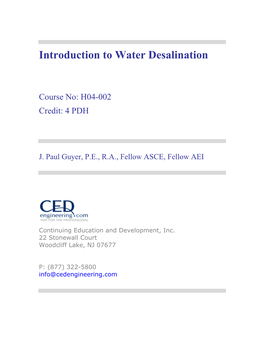 Introduction to Water Desalination