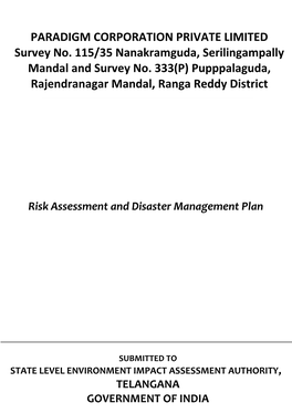 PARADIGM CORPORATION PRIVATE LIMITED Survey No. 115/35 Nanakramguda, Serilingampally Mandal and Survey No. 333(P) Pupppalaguda