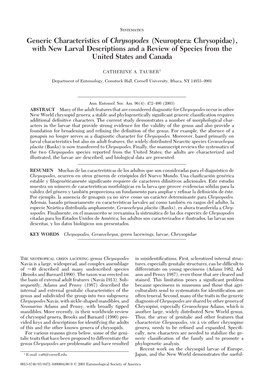 Generic Characteristics of Chrysopodes (Neuroptera: Chrysopidae), with New Larval Descriptions and a Review of Species from the United States and Canada