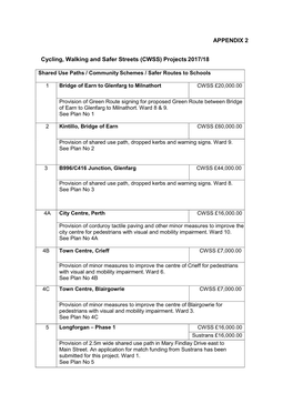 APPENDIX 2 Cycling, Walking and Safer Streets (CWSS)