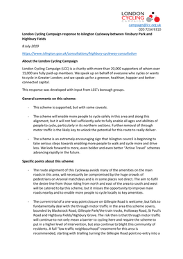 Campaign@Lcc.Org.Uk 020 7234 9310 London Cycling Campaign