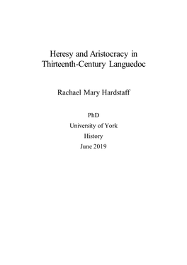 Heresy and Aristocracy in Thirteenth-Century Languedoc
