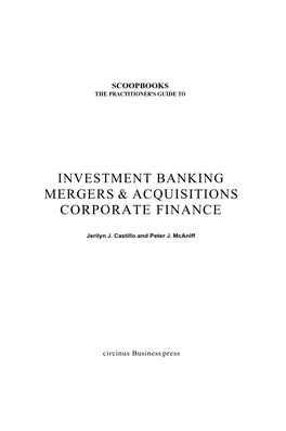 Investment Banking Mergers & Acquisitions Corporate Finance