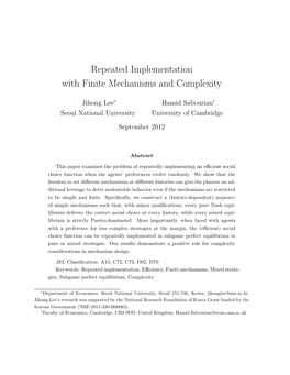 Repeated Implementation with Finite Mechanisms and Complexity