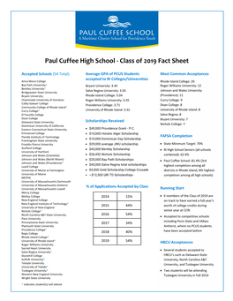 Class of 2019 Fact Sheet