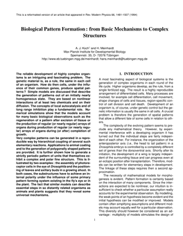 Biological Pattern Formation : from Basic Mechanisms to Complex Structures