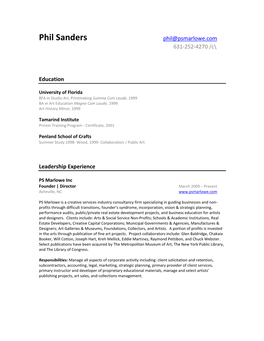 Phil Sanders CV