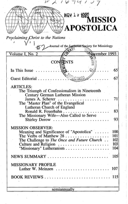 The Triumph of Confessionalism in Nineteenth Century German Lutheran Mission James A