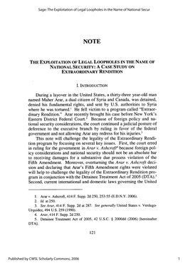 The Exploitation of Legal Loopholes in the Name of National Security: a Case Study on Extraordinary Rendition