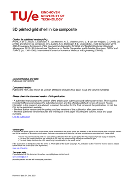 3D Printed Grid Shell in Ice Composite