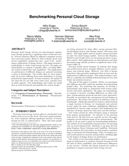Benchmarking Personal Cloud Storage