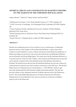 Detrital Zircon Age Constraints on Basement History on the Margins of the Northern Rockall Basin