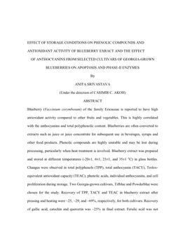 Effect of Storage Conditions on Phenolic Compounds And