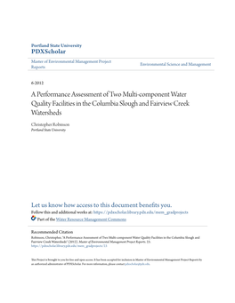 A Performance Assessment of Two Multi-Component Water Quality Facilities in the Columbia Slough and Fairview Creek Watersheds