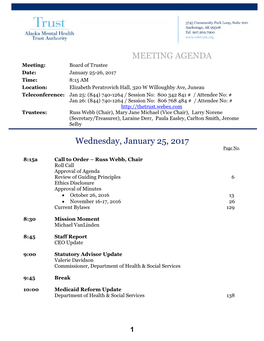 MEETING AGENDA Wednesday, January 25, 2017