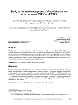 Study of the Calcination Process of Two Limonitic Iron Ores Between 250 °C and 950 °C