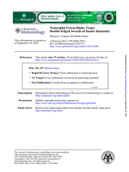 Double-Edged Swords of Innate Immunity Neutrophil Extracellular Traps