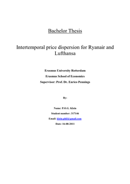 Bachelor Thesis Intertemporal Price Dispersion for Ryanair and Lufthansa