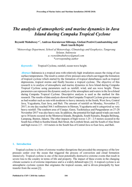 The Analysis of Atmospheric and Marine Dynamics in Java Island During Cempaka Tropical Cyclone