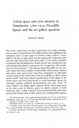 Urban Space and Civic Identity in Manchester 1780-1914: Piccadilly Square and the Art Gallery Question