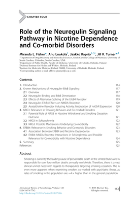 Role of the Neuregulin Signaling Pathway in Nicotine Dependence and Co-Morbid Disorders