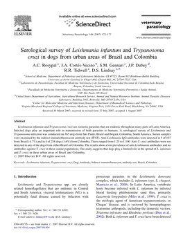 Serological Survey of Leishmania Infantum and Trypanosoma Cruzi in Dogs from Urban Areas of Brazil and Colombia A.C