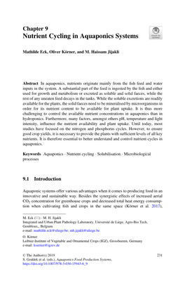 Nutrient Cycling in Aquaponics Systems