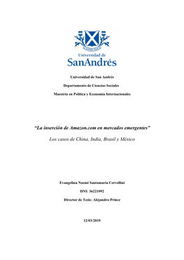 “La Inserción De Amazon.Com En Mercados Emergentes” Los Casos De China, India, Brasil Y México