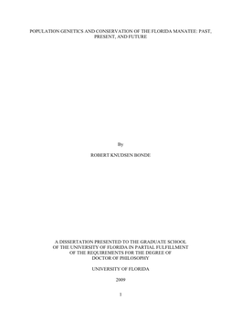 Population Genetics and Conservation of the Florida Manatee: Past, Present, and Future