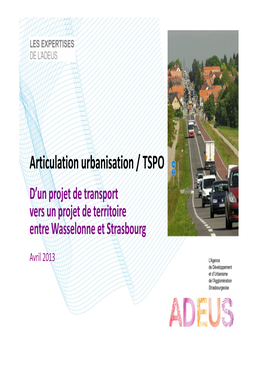 Articulation Urbanisation / TSPO D’Un Projet De Transport Vers Un Projet De Territoire Entre Wasselonne Et Strasbourg