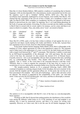 Three New Reasons to Root for the Semitic Root Data Like (1