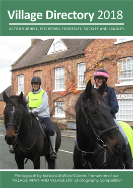 Village Directory 2018 ACTON BURNELL, PITCHFORD, FRODESLEY, RUCKLEY and LANGLEY