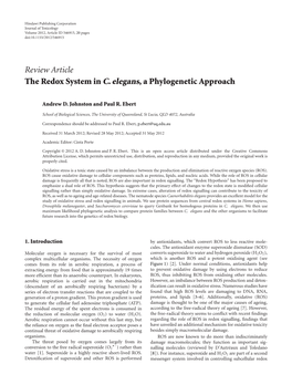 The Redox System in C. Elegans, a Phylogenetic Approach